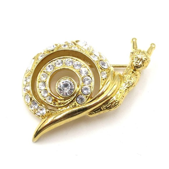 Swarovski Clear Crystal Rhinestone Goldtone Snail - Picture 8 of 11